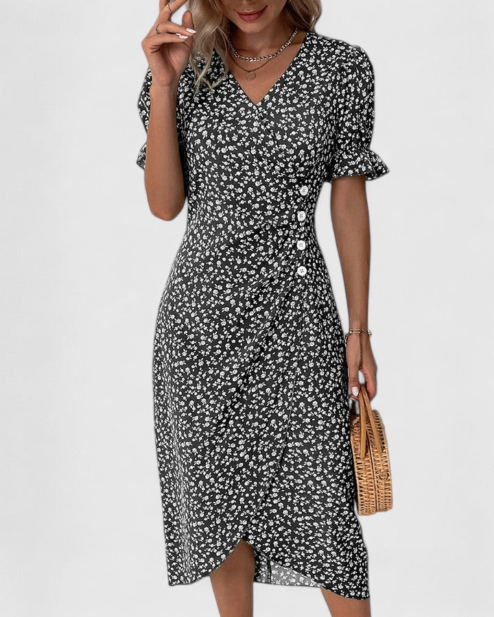 Rosalie | Ditsy Floral Button-Front Summer Dress