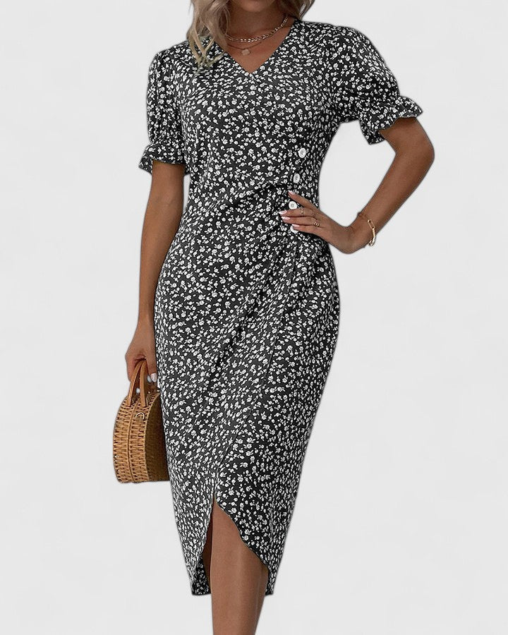 Rosalie | Ditsy Floral Button-Front Summer Dress