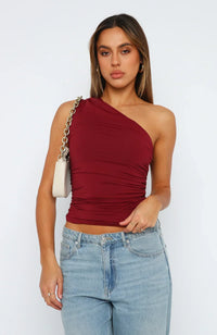 Valentina | Women's One Shoulder Top with Ruched Detail