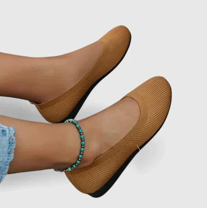 Adalynn | Women's Round Toe Orthopedic Flats with Knit Mesh Detail