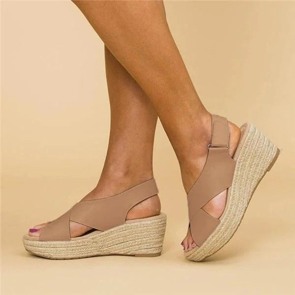 Riviera | Cross-Strap Espadrille Sandals with Wedge Heel
