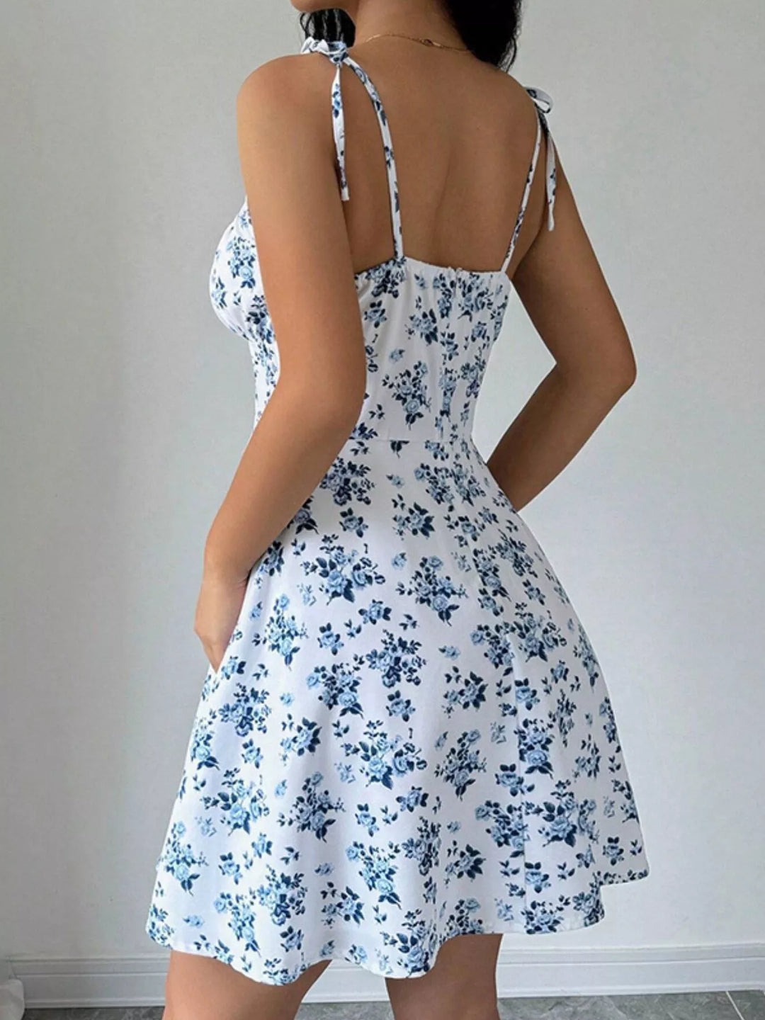Odette | Women's Tie Strap Square Neck Floral Mini Dress