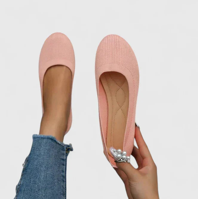 Adalynn | Women's Round Toe Orthopedic Flats with Knit Mesh Detail