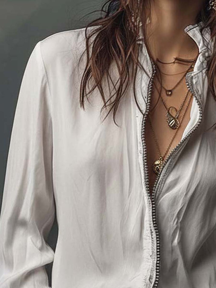 Ophelia | Ruffle Cuff Button-Front Blouse