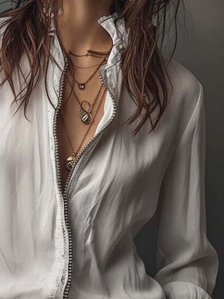Ophelia | Ruffle Cuff Button-Front Blouse