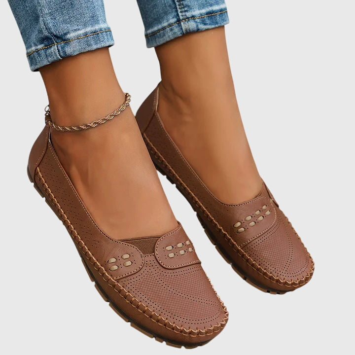 Priscilla | Women's Slip-On Orthopedic Flats with Perforated Cutout Detail
