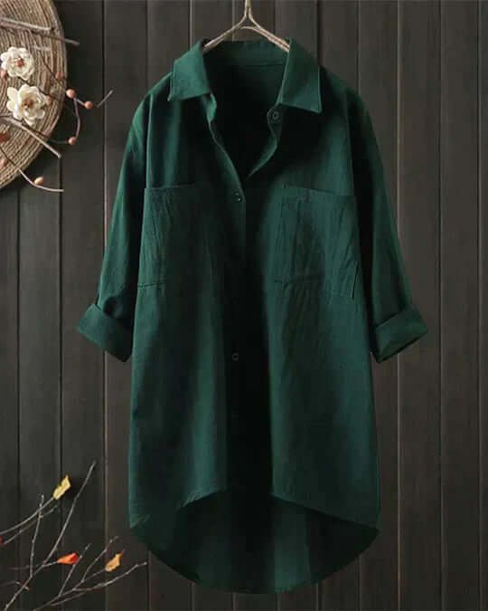 Isabeau | Dual Pocket High-Low Hem Linen Blouse