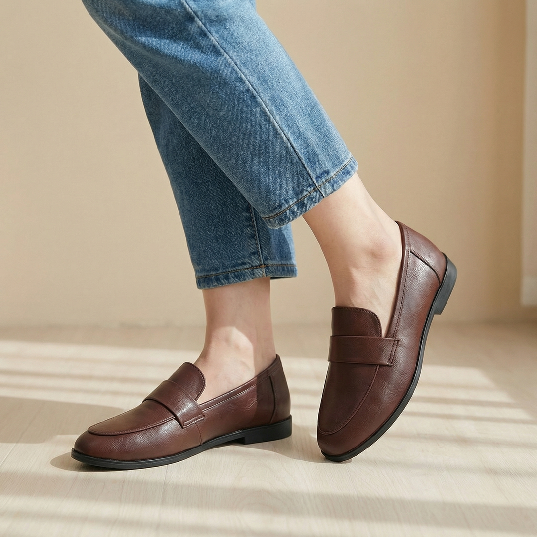 Reese | Minimalist Penny Loafer Orthopedic Flats in Leather