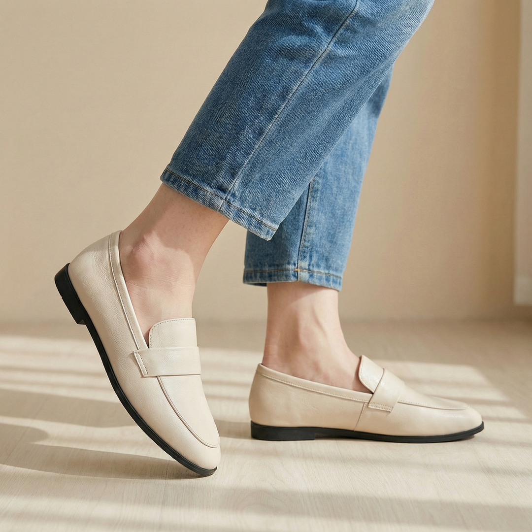 Reese | Minimalist Penny Loafer Orthopedic Flats in Leather