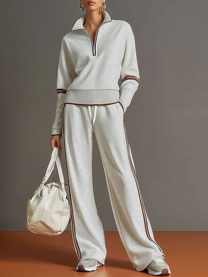 Rosalie | Women's Half-Zip Tracksuit – Contrast Trim Co-Ord Set