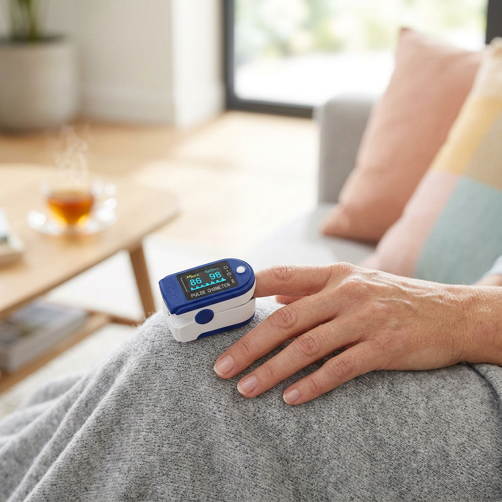 Fingertip Pulse Oximeter – Blood Oxygen (SpO2) and Pulse Rate Monitor with LCD Screen – Compact &amp; Portable, Blue or Black