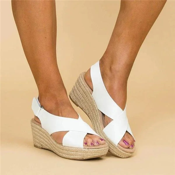 Riviera | Cross-Strap Espadrille Sandals with Wedge Heel