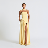 Odessa | Women's Strapless Maxi Dress with High Slit Detail