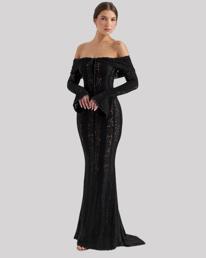 Arabella | Lace Bell Sleeve Off Shoulder Dress