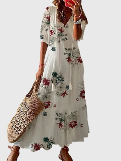 Anaia | Ikat Print Tassel-Tie Summer Dress