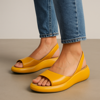 Melos | Peep Toe Slingback Wedge Sandals with Puffy Sole