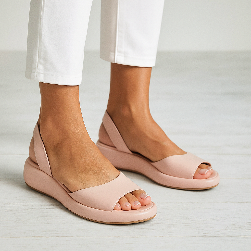 Melos | Peep Toe Slingback Wedge Sandals with Puffy Sole