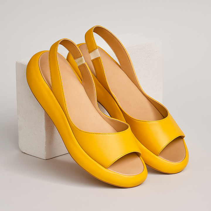 Melos | Peep Toe Slingback Wedge Sandals with Puffy Sole