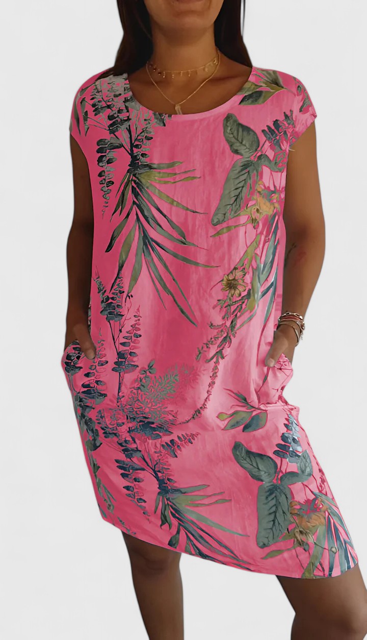 Margaux | Botanical Print Linen Summer Dress