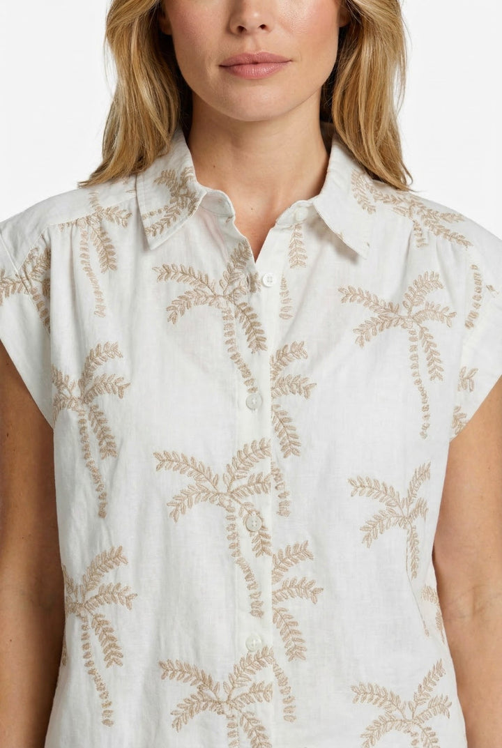Paloma | Palm Print Sleeveless Tunic Blouse