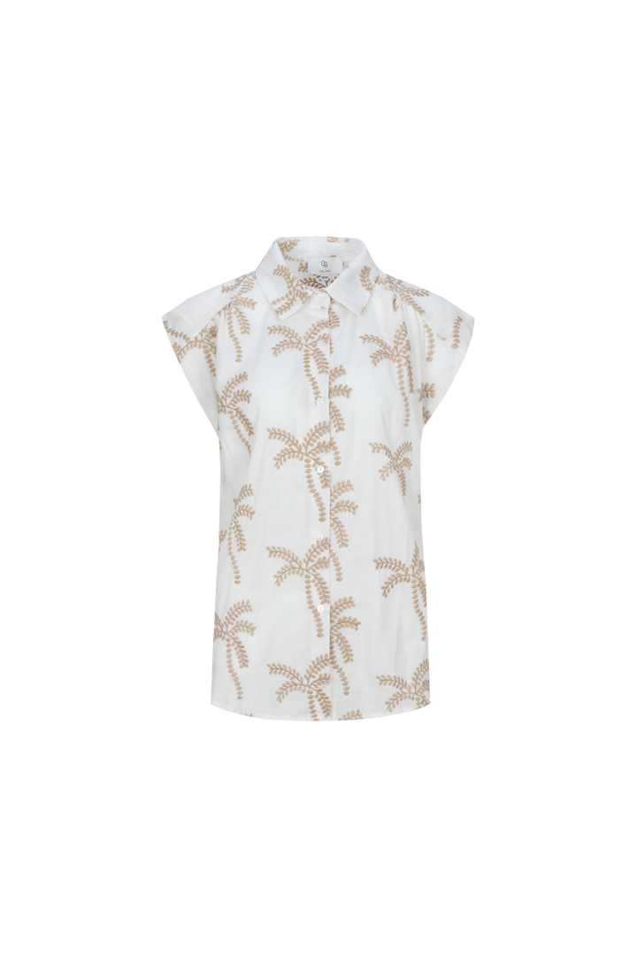 Paloma | Palm Print Sleeveless Tunic Blouse