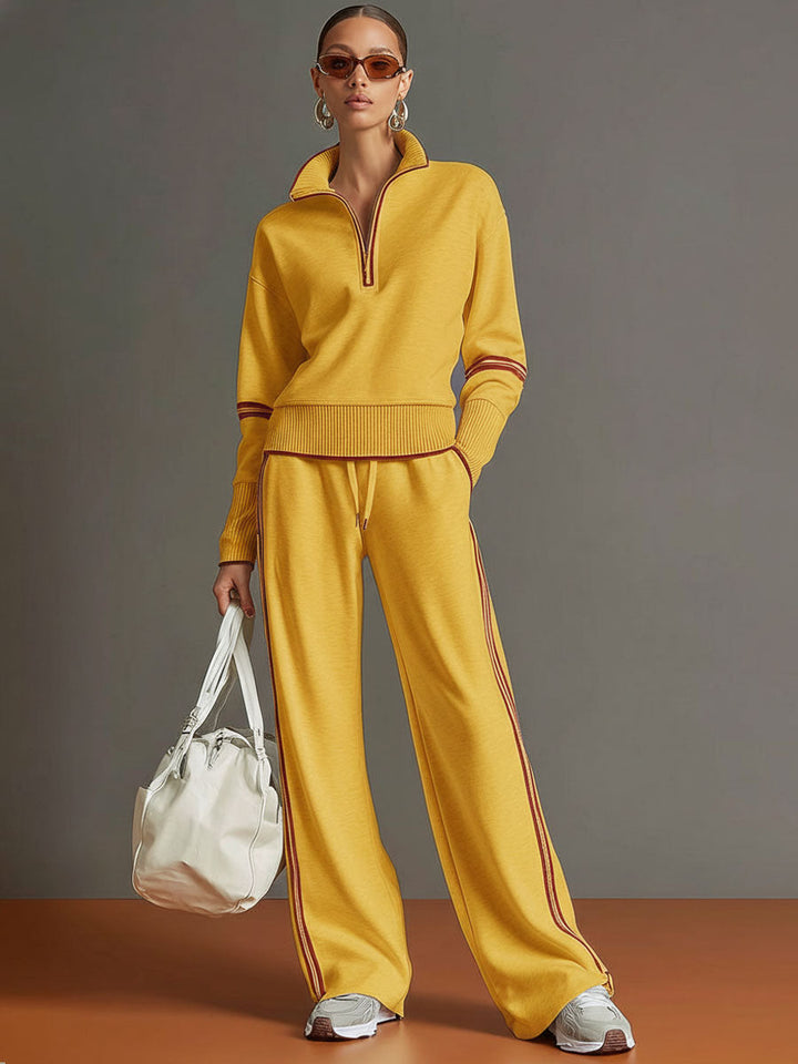 Rosalie | Women's Half-Zip Tracksuit – Contrast Trim Co-Ord Set