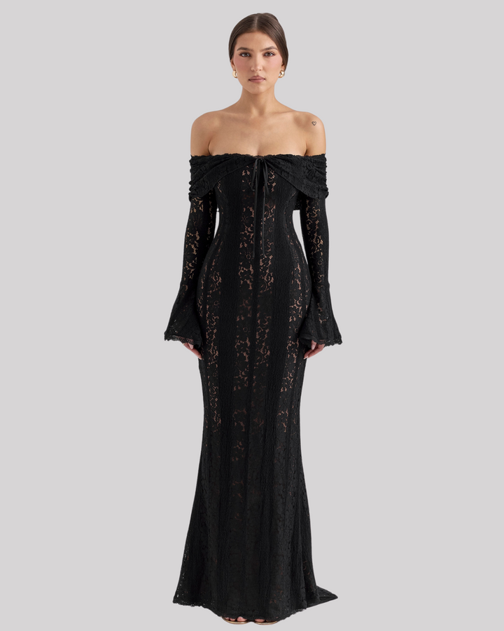 Arabella | Lace Bell Sleeve Off Shoulder Dress