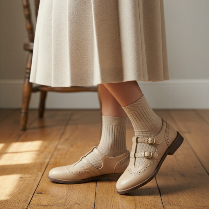 Bardot | Brogue T-Bar Double Buckle Flats