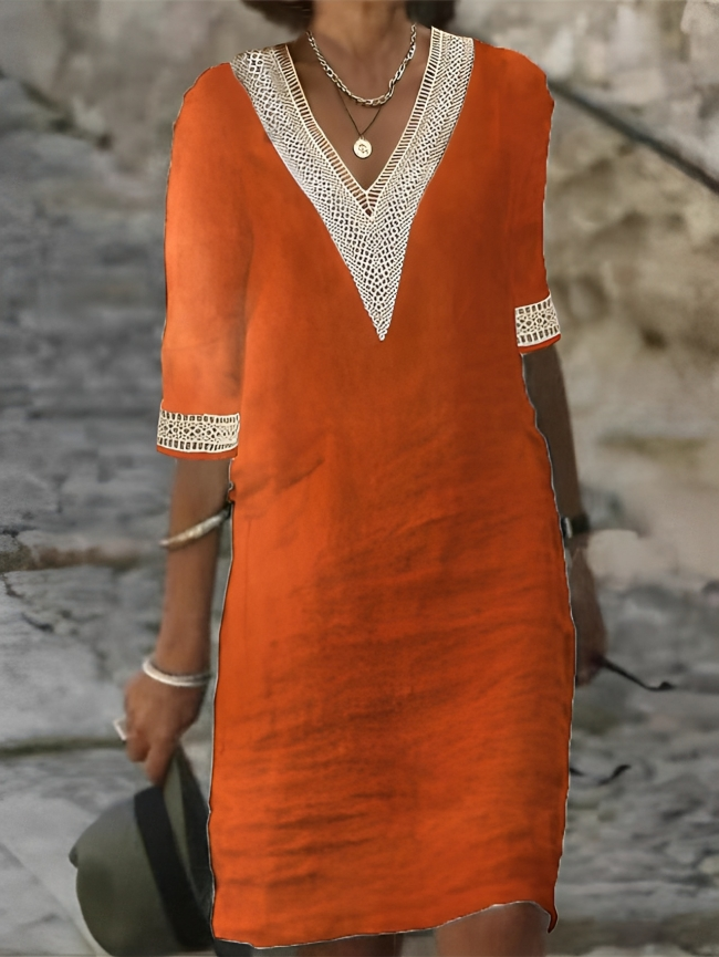 Santorini | Womens Linen Summer Dress with V-Neck