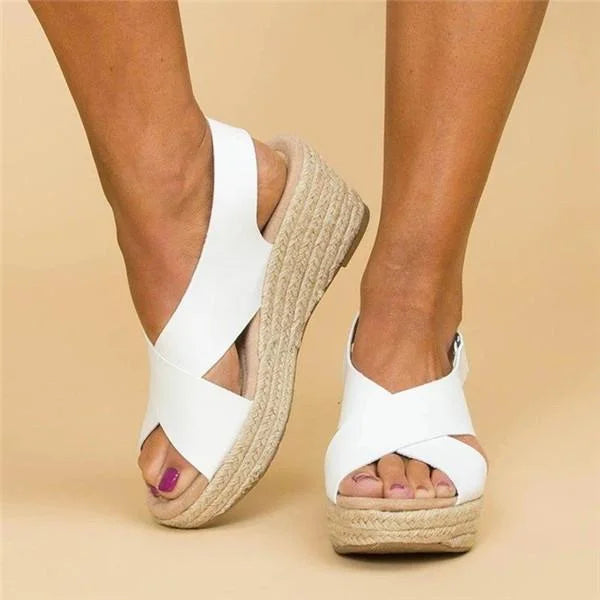 Riviera | Cross-Strap Espadrille Sandals with Wedge Heel