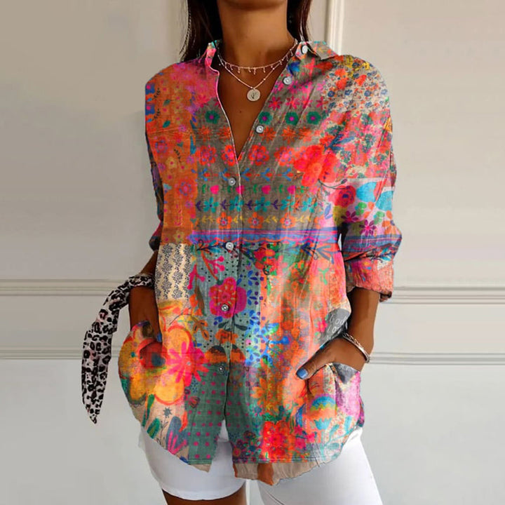 Fiesta | Bold Boho Floral Print Tunic Blouse