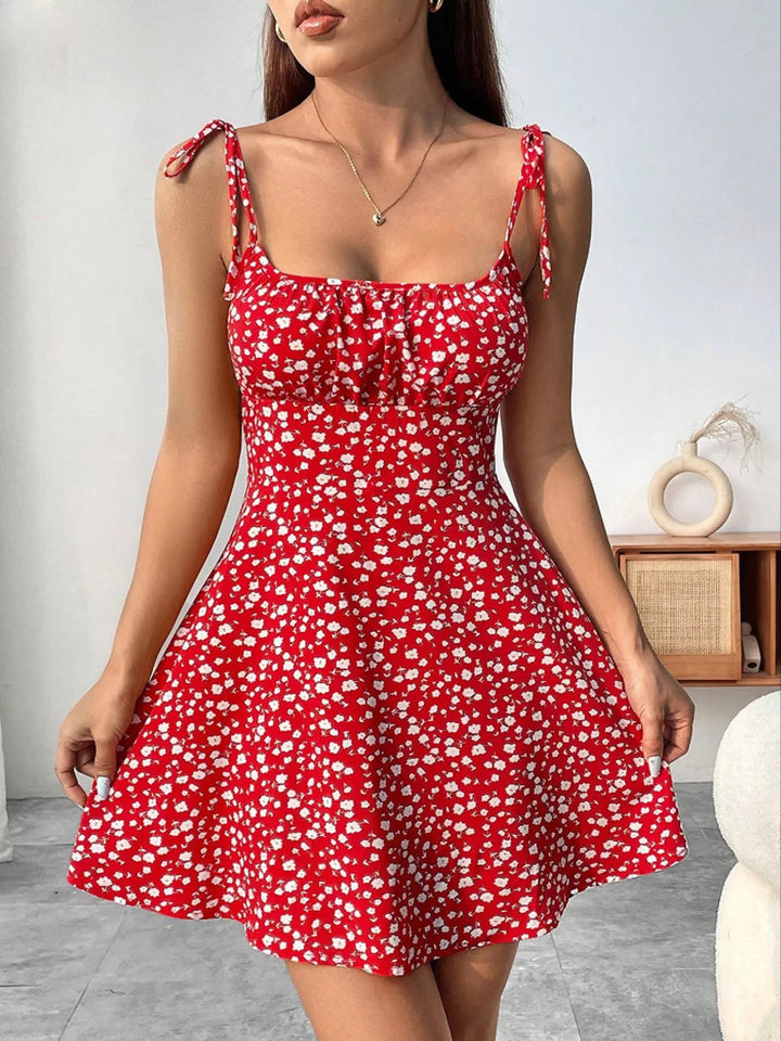 Odette | Women's Tie Strap Square Neck Floral Mini Dress