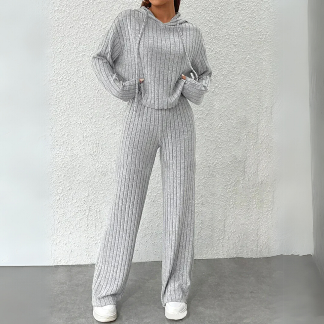 Isolde | Women's Hooded Tracksuit – Cozy Ribbed Sweat Set