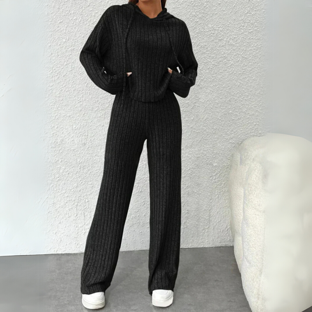 Isolde | Women's Hooded Tracksuit – Cozy Ribbed Sweat Set