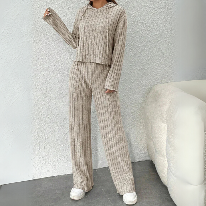 Isolde | Women's Hooded Tracksuit – Cozy Ribbed Sweat Set