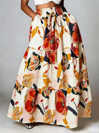 Camille | Women's Floral Print Tiered Maxi Skirt