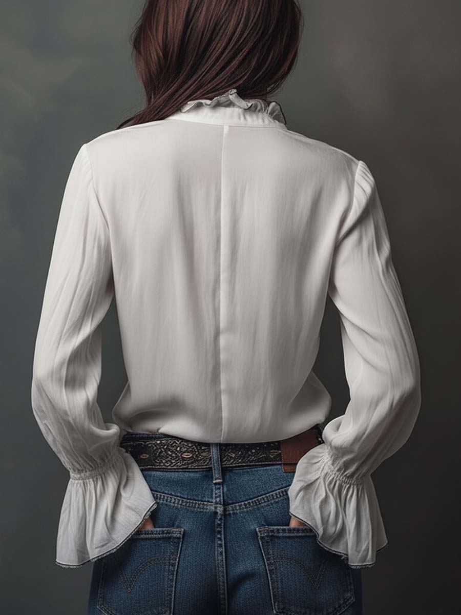 Ophelia | Ruffle Cuff Button-Front Blouse