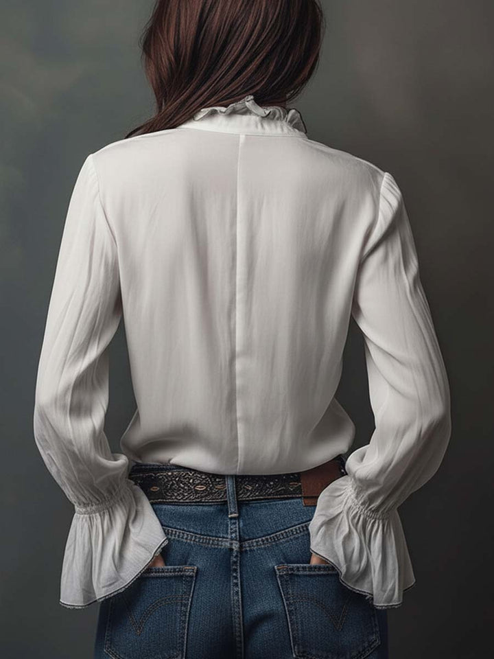 Ophelia | Ruffle Cuff Button-Front Blouse
