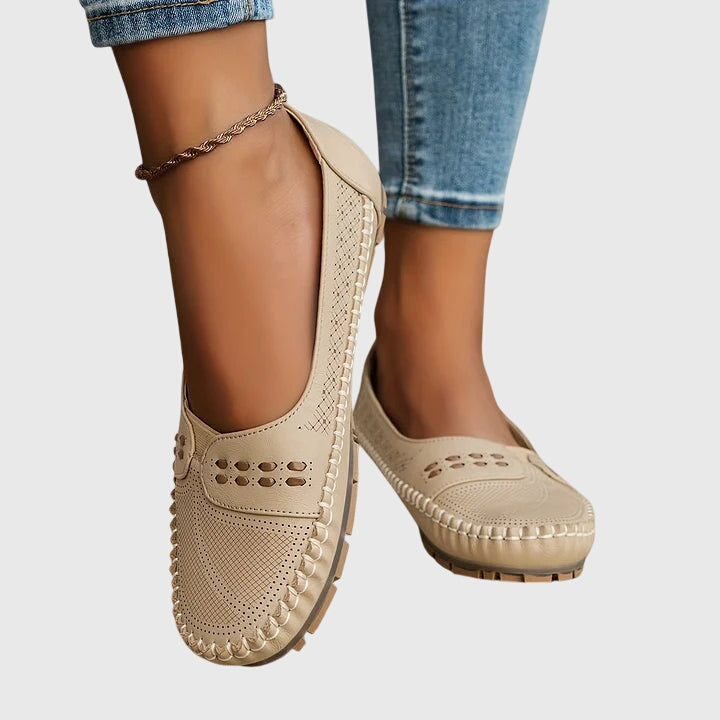Priscilla | Women's Slip-On Orthopedic Flats with Perforated Cutout Detail