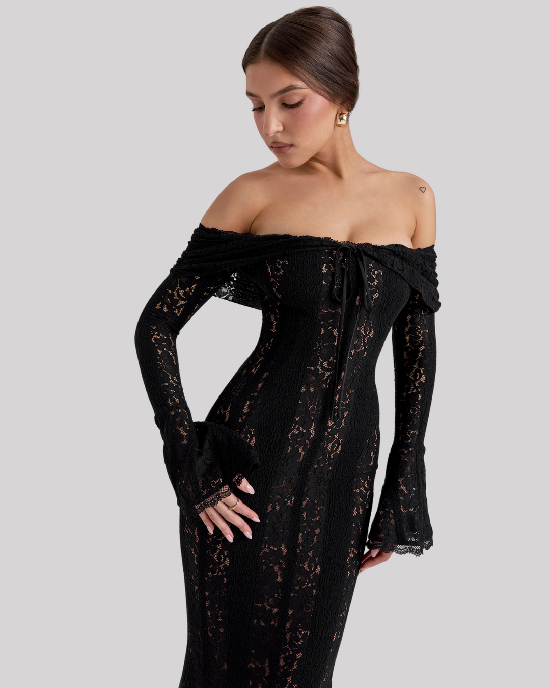 Arabella | Lace Bell Sleeve Off Shoulder Dress