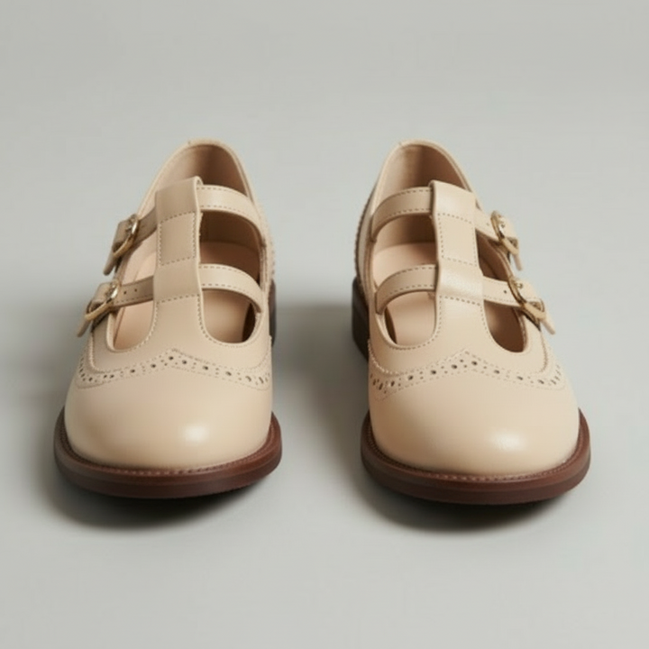 Bardot | Brogue T-Bar Double Buckle Flats