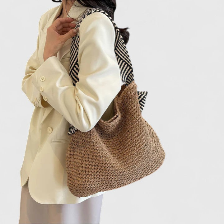 Perpetua | Women's Bag Woven Straw Striped Strap Tote