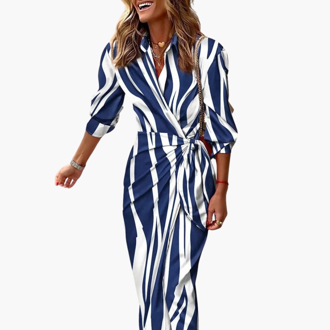 Sorrento | Bold Stripe Wrap Shirt Midi Dress