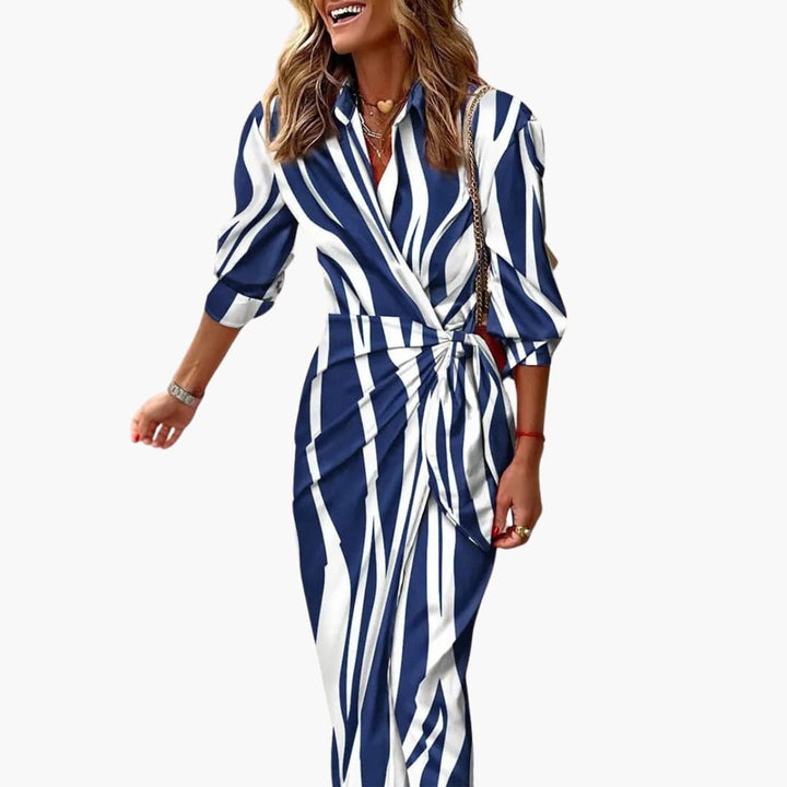 Sorrento | Bold Stripe Wrap Shirt Midi Dress