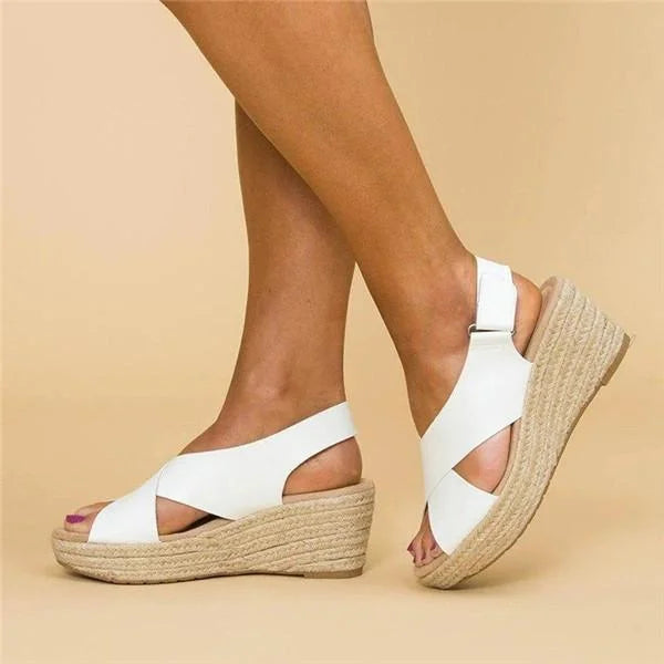 Riviera | Cross-Strap Espadrille Sandals with Wedge Heel