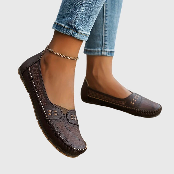 Priscilla | Women's Slip-On Orthopedic Flats with Perforated Cutout Detail