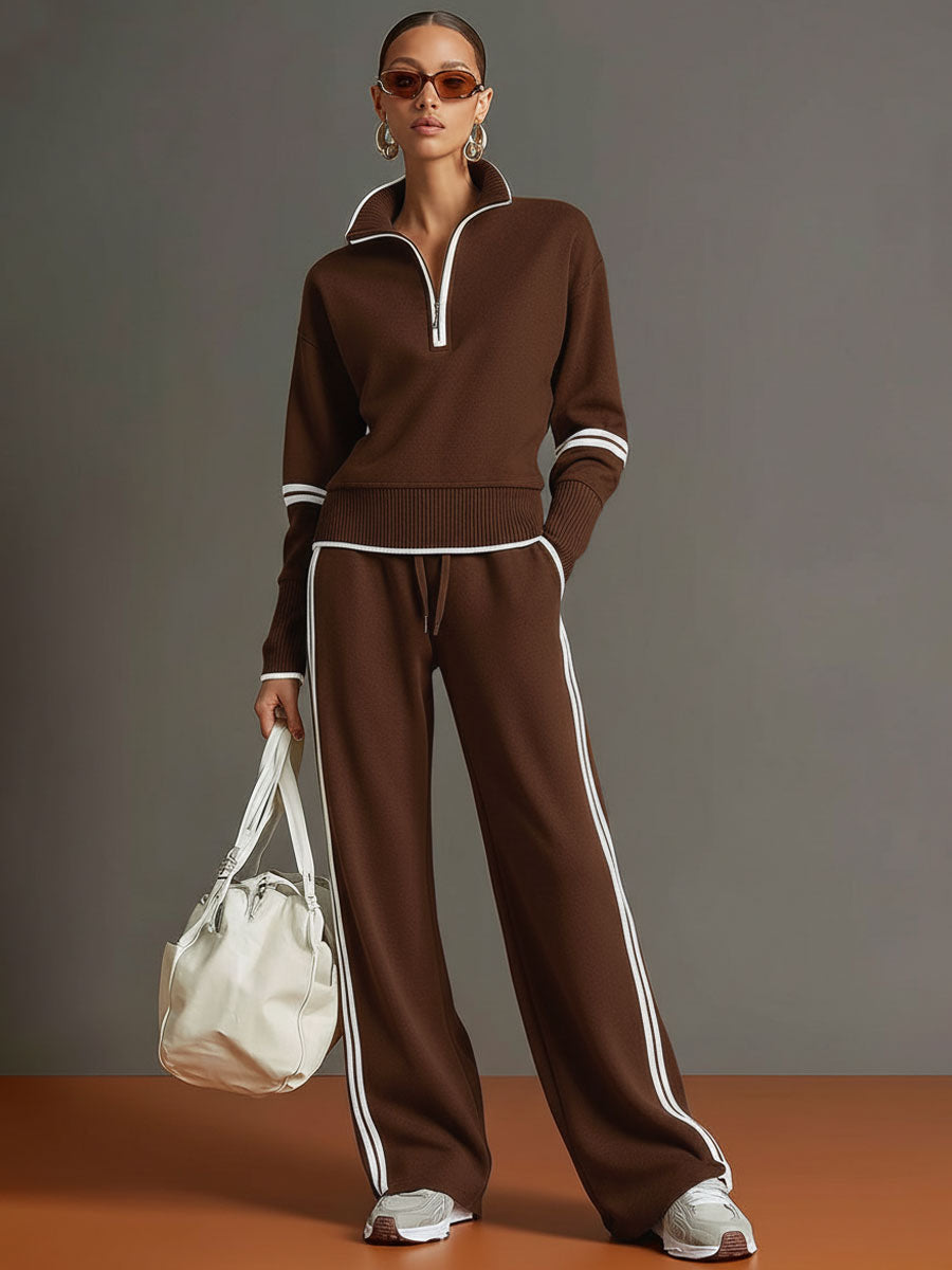 Rosalie | Women's Half-Zip Tracksuit – Contrast Trim Co-Ord Set