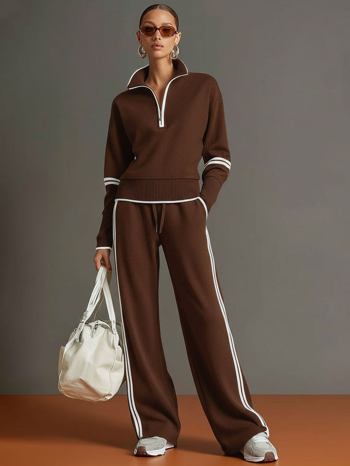 Rosalie | Women's Half-Zip Tracksuit – Contrast Trim Co-Ord Set