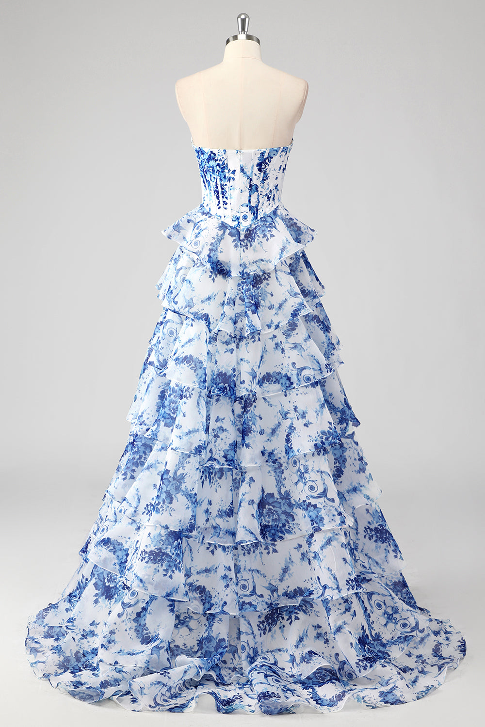 Versailles | Floral Corset Tiered Ruffle Maxi Wedding Guest Dress