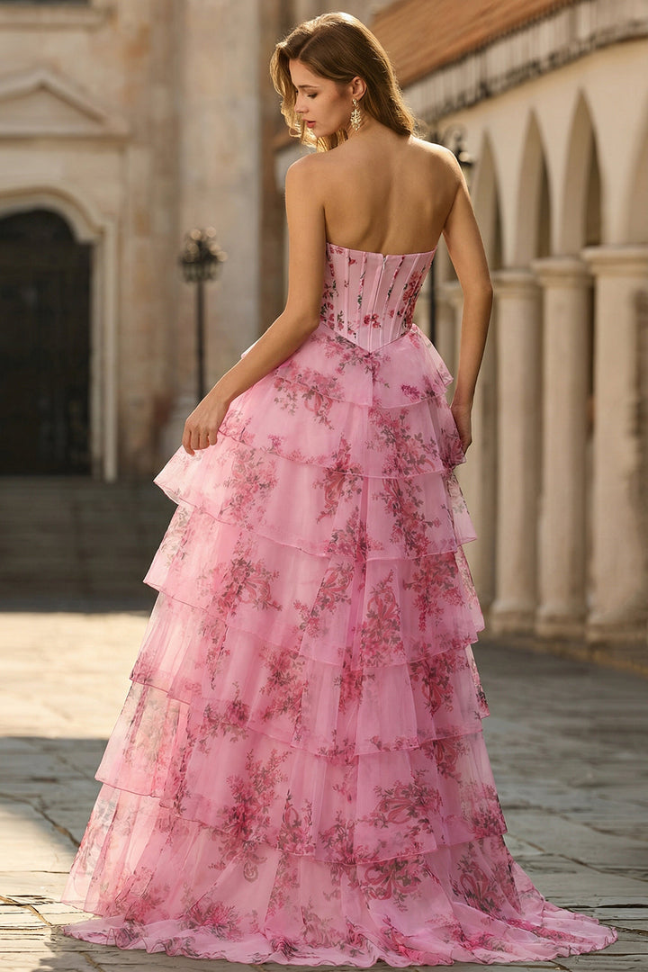 Celestine | Floral Corset Tiered Wedding Guest Dress